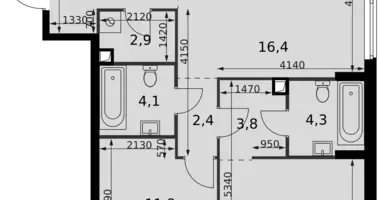 3 room apartment in Moscow, Russia