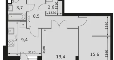2 room apartment in Moscow, Russia