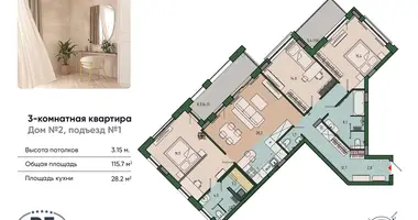 Apartamento 3 habitaciones en Kaliningrado, Rusia