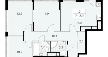 Wohnung 3 zimmer in Moskau, Russland