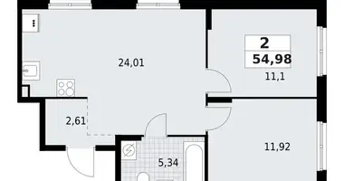 Apartamento 2 habitaciones en Lagolovskoe selskoe poselenie, Rusia