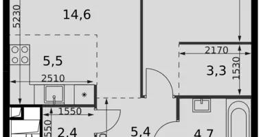 2 room apartment in Moscow, Russia