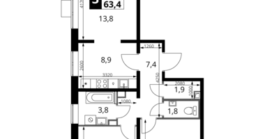 3 room apartment in Leninsky District, Russia