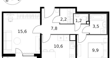 Apartamento 2 habitaciones en Moscú, Rusia
