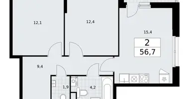 2 room apartment in Vnukovo, Russia