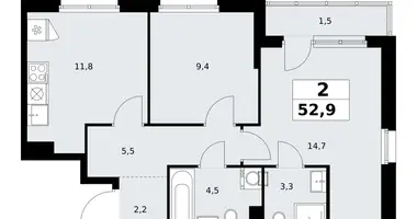 Appartement 2 chambres dans Kommunarka, Russie
