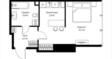 1 room apartment in Moscow, Russia
