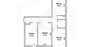 Wohnung 3 zimmer in Muchaviecki sielski Saviet, Belarus