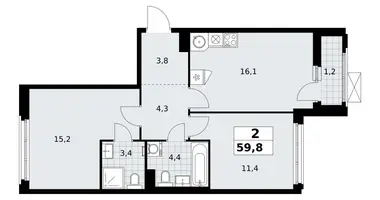 Wohnung 2 zimmer in Kommunarka, Russland