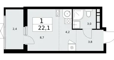 1 room apartment in Kommunarka, Russia