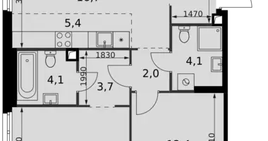 3 room apartment in Moscow, Russia