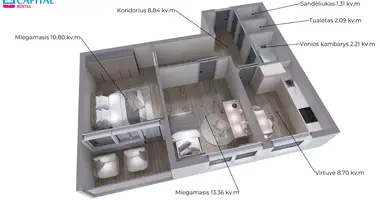 Appartement 2 chambres dans Kaunas, Lituanie