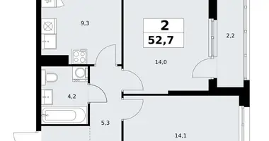 Apartamento 2 habitaciones en Kommunarka, Rusia