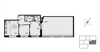 Apartamento 3 habitaciones en Kommunarka, Rusia