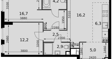 3 room apartment in Moscow, Russia