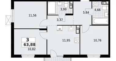 3 room apartment in Lagolovskoe selskoe poselenie, Russia