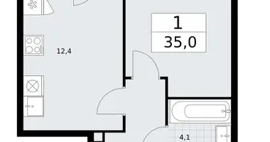 1 room apartment in Vnukovo, Russia