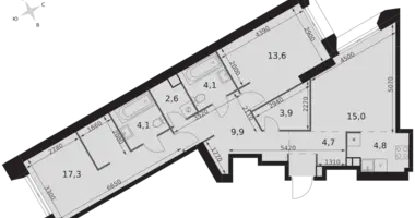 Apartamento 3 habitaciones en Moscú, Rusia