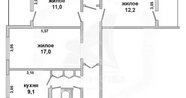 3 room apartment in Muchaviecki sielski Saviet, Belarus