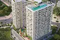 Kompleks mieszkalny New complex of furnished apartments Cove Grand with swimming pools, lounge areas and mini golf, Dubai Land Residence Complex, UAE