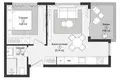 Квартира 1 комната 43 м² Газипаша, Турция