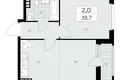 2 room apartment 39 m² Kommunarka, Russia