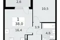 Mieszkanie 1 pokój 38 m² Krasnoye Selo, Rosja