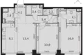 3 room apartment 73 m² Moscow, Russia