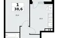 Квартира 1 комната 39 м² район Коммунарка, Россия
