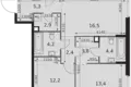 Apartamento 3 habitaciones 74 m² Moscú, Rusia