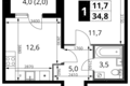 1 room apartment 35 m² Khimki, Russia