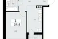 Квартира 1 комната 34 м² район Коммунарка, Россия