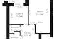 1 room apartment 37 m² Muchaviecki sielski Saviet, Belarus