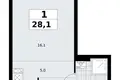 1 room apartment 28 m² Kommunarka, Russia