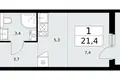 Mieszkanie 1 pokój 21 m² Kommunarka, Rosja