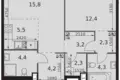2 room apartment 54 m² Moscow, Russia