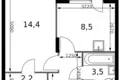 Wohnung 1 zimmer 34 m² Sapronovo, Russland
