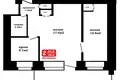 2 room apartment 44 m² Minsk, Belarus