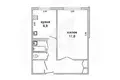 1 room apartment 37 m² Muchaviecki sielski Saviet, Belarus