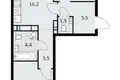 3 room apartment 59 m² Kommunarka, Russia