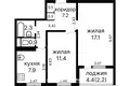 2 bedroom apartment 48 m² Minsk, Belarus