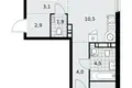 3 room apartment 59 m² Kommunarka, Russia