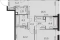 3 room apartment 74 m² Moscow, Russia