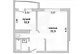 1 room apartment 43 m² Muchaviecki sielski Saviet, Belarus