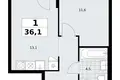 Mieszkanie 1 pokój 36 m² Troick, Rosja