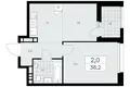 2 room apartment 38 m² Kommunarka, Russia