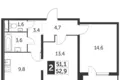 Wohnung 2 zimmer 53 m² Leninsky District, Russland