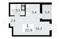 Apartamento 1 habitación 23 m² Krasnoye Selo, Rusia