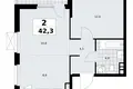 2 room apartment 42 m² Moscow, Russia