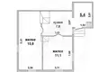 Apartment 40 m² Muchaviecki sielski Saviet, Belarus